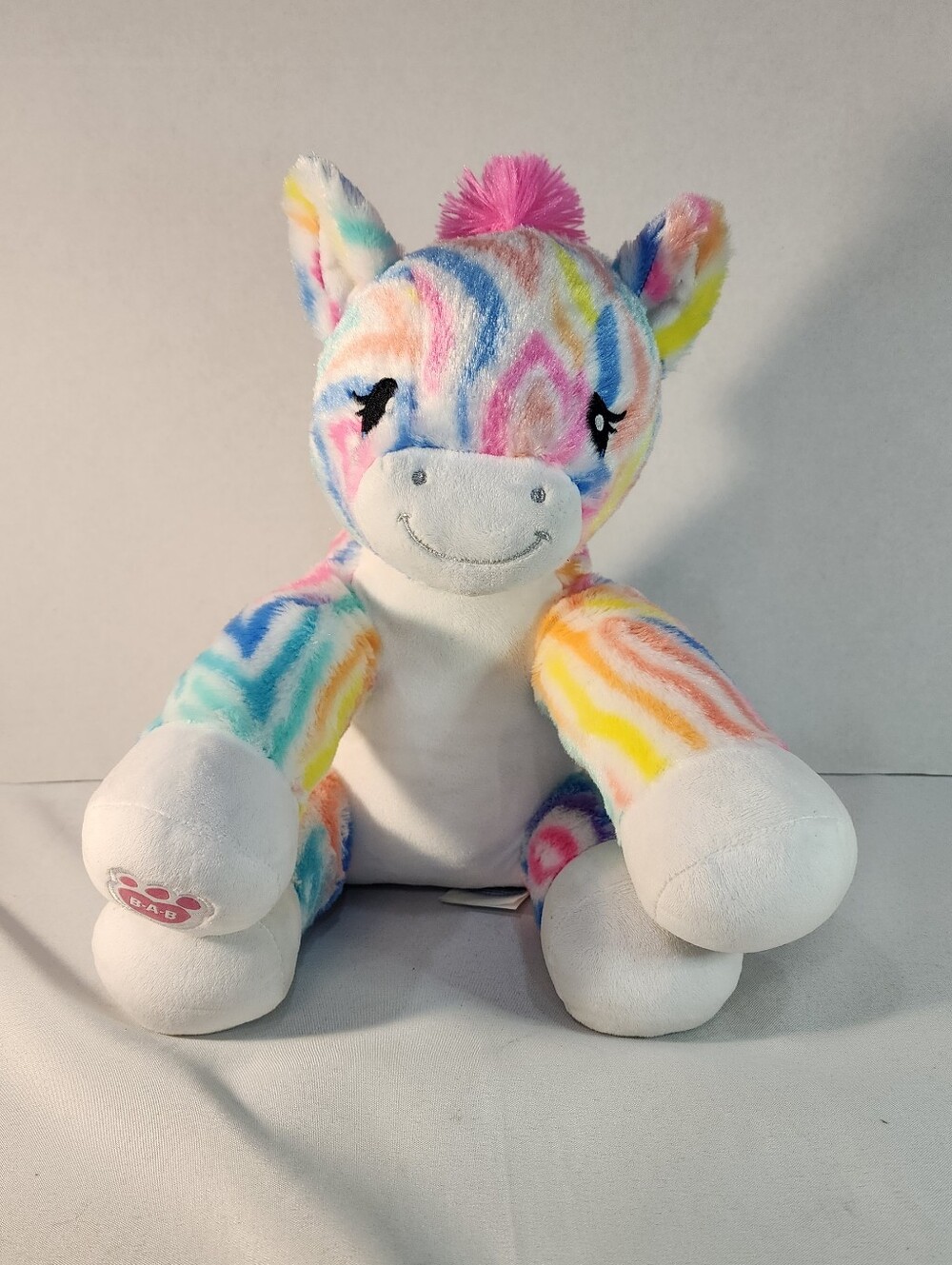 Build A Bear Zebra Rainbow Striped Plush Stuffed Animal